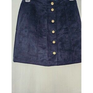 Old Navy Skirt Size 0 Navy A-Line Mini Faux Suede Button Front boho y2K hippie